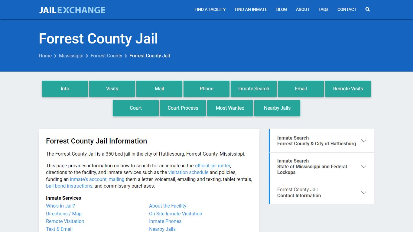 Forrest County Jail, MS Inmate Search, Information